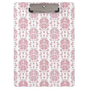 Porte-bloc Motif de style damassé floral de rose rose