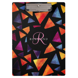 Porte-bloc Motif de triangles colorés élégant Monogramme