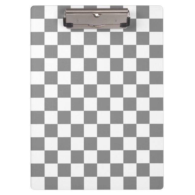 Porte-bloc Motif de vérification À damiers blanc gris cendré (Devant)