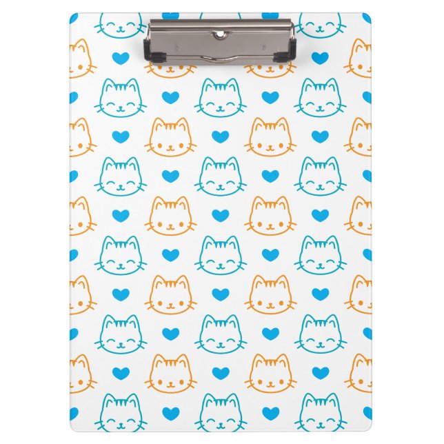 Porte-bloc Motif de visages de chat mignons Ajouter un nom Bl (Devant)
