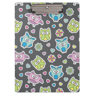 Porte-bloc motif des hiboux de bande dessinée