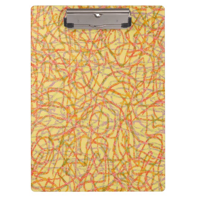 Porte-bloc Motif des lignes griffées jaune et orange (Devant)