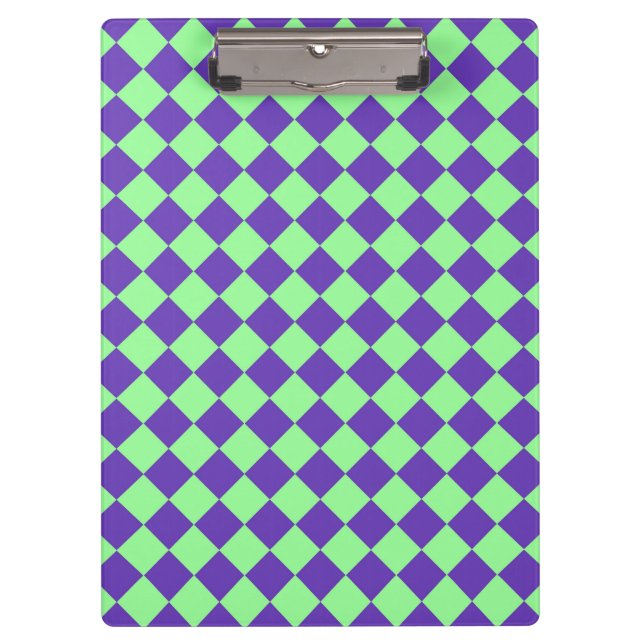 Porte-bloc Motif diamant à carreaux violet vert  (Devant)