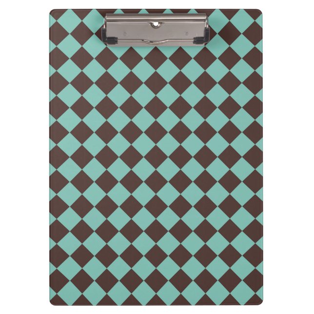 Porte-bloc Motif diamant Brown Turquoise Checker  (Devant)