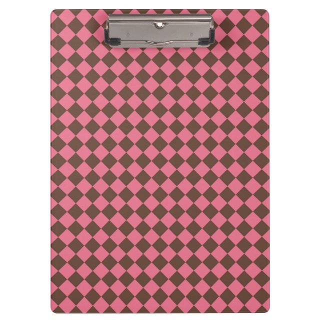Porte-bloc Motif diamant de Checker Brown rose (Devant)