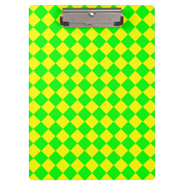 Porte-bloc Motif diamant jaune-vert Checker (Devant)
