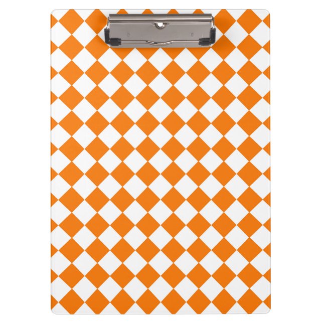 Porte-bloc Motif diamant Orange White Checker (Devant)