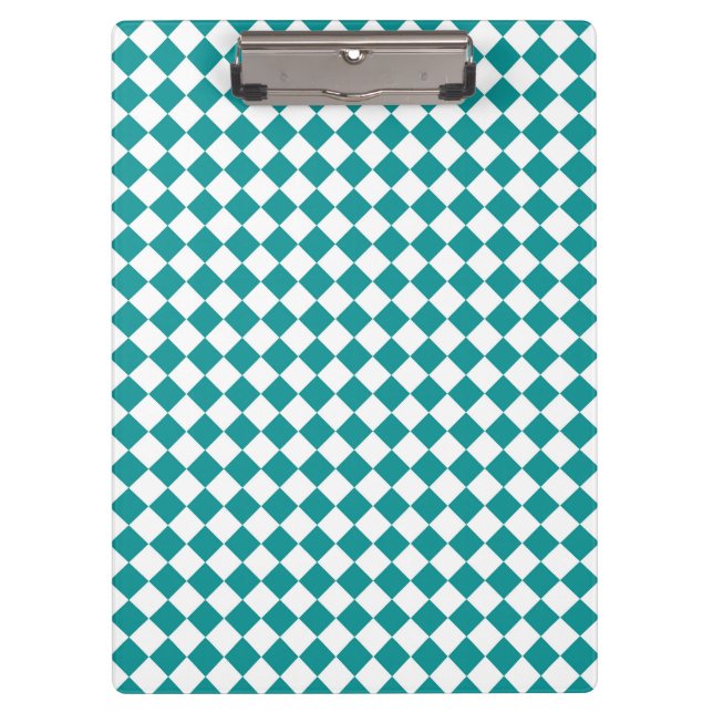 Porte-bloc Motif diamant turquoise blanc Checker (Devant)