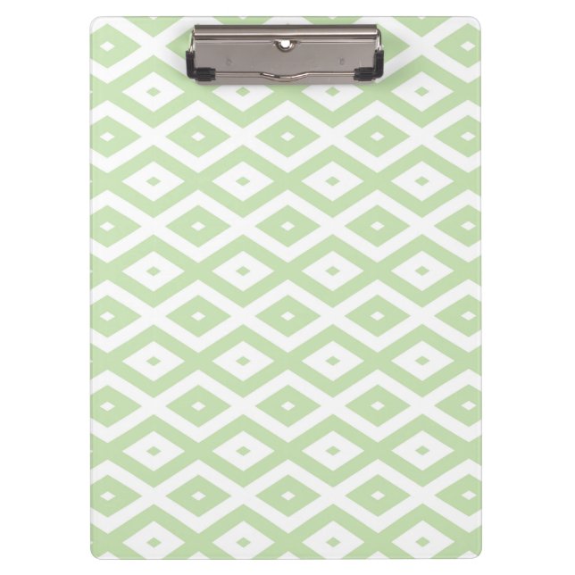 Porte-bloc Motif diamant vert pâle et blanc (Devant)