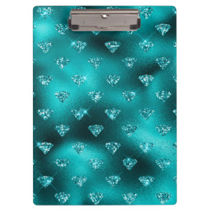 Porte-bloc Motif Diamants Paillettes Glam Ombre Turquoise