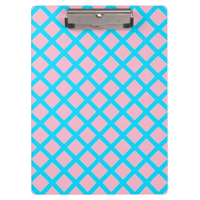 Porte-bloc Motif Diamants Rose Pastel et Bleu (Devant)