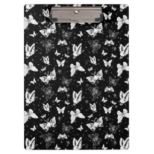 Porte-bloc Motif d'illustration noir blanc papillon