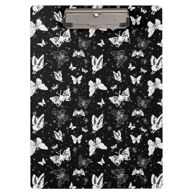 Porte-bloc Motif d'illustration noir blanc papillon (Devant)