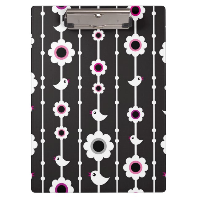 Porte-bloc motif d'oiseau et de fleurs (Devant)