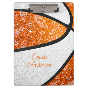 Porte-bloc motif doodle bohème orange basket-ball blanc