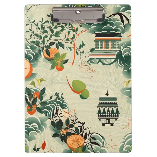 Porte-bloc Motif d'oranges Ethereales avec temples Zen (Devant)