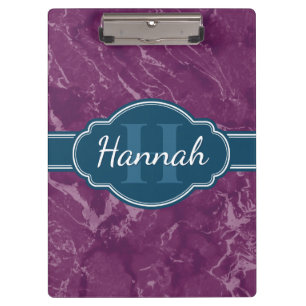 Porte-bloc Motif en marbre violet Turquoise Monogramme