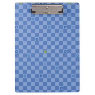 Porte-bloc Motif Fleur à Carreaux N° 01 - Bleu Clair