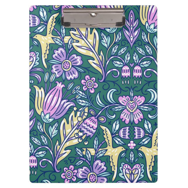 Porte-bloc Motif Fleurs et Oiseaux de Style Antique (Devant)