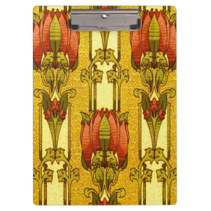 Porte-bloc Motif floral Art Nouveau rouge de tulipe