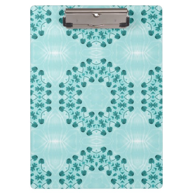 Porte-bloc Motif floral, bleu Turquoise (Devant)