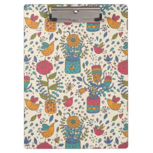 Porte-bloc Motif floral de bande dessinée avec les oiseaux 2