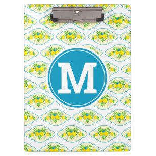 Porte-bloc Motif floral de citrons bleus et jaunes ensoleillé