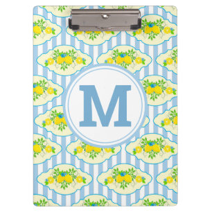 Porte-bloc Motif floral de citrons bleus et jaunes ensoleillé