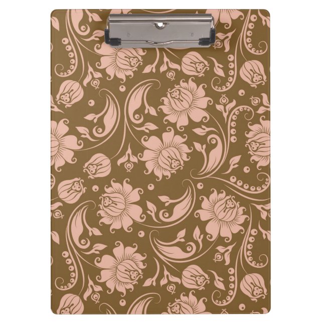Porte-bloc Motif floral de rose et de brun (Devant)