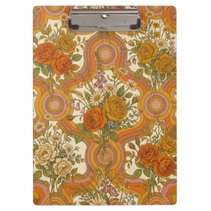 Porte-bloc Motif floral rétro vintage des années 70 Botaniq
