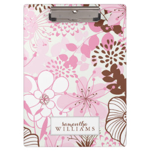 Porte-bloc Motif Floral rose et Brown Personnalisé