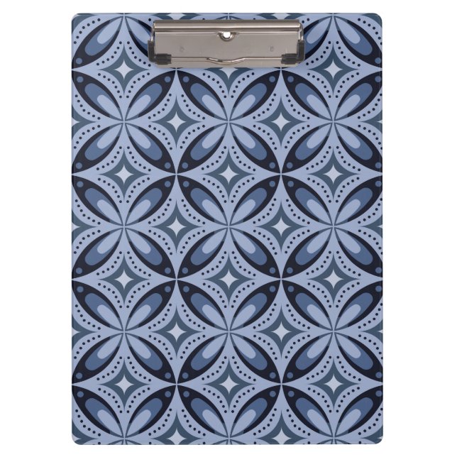 Porte-bloc Motif géométrique bleu de style rétro (Devant)