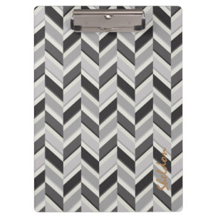 Porte-bloc Motif géométrique chevron gris moderne monogramme