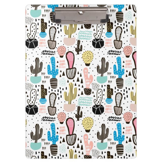 Porte-bloc Motif géométrique de cactus moderne (Devant)