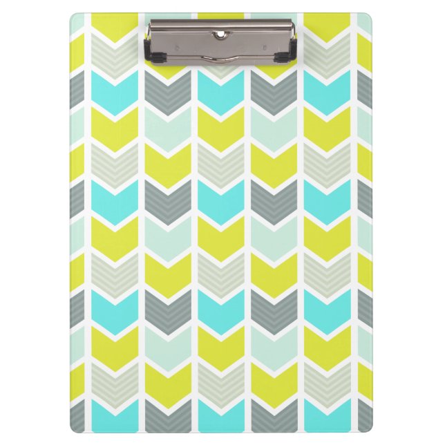 Porte-bloc Motif géométrique gris jaune bleu de Chevron (Devant)