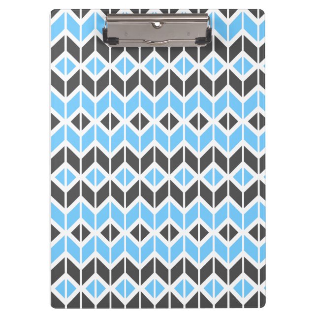 Porte-bloc Motif géométrique moderne Blue Grey Herringbone (Devant)