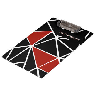 Porte-bloc Motif géométrique noir et rouge élégant