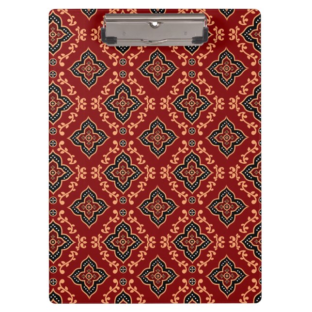 Porte-bloc Motif géométrique rouge / Impression indienne (Devant)