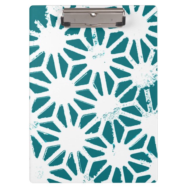 Porte-bloc motif géométrique turquoise et blanc (Devant)