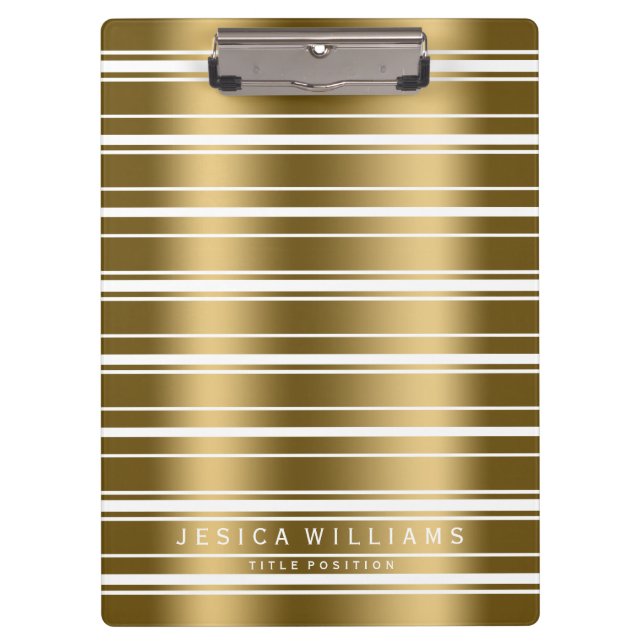Porte-bloc Motif Gold et White Stripes (Devant)