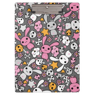 Porte-bloc motif gris de kawaii