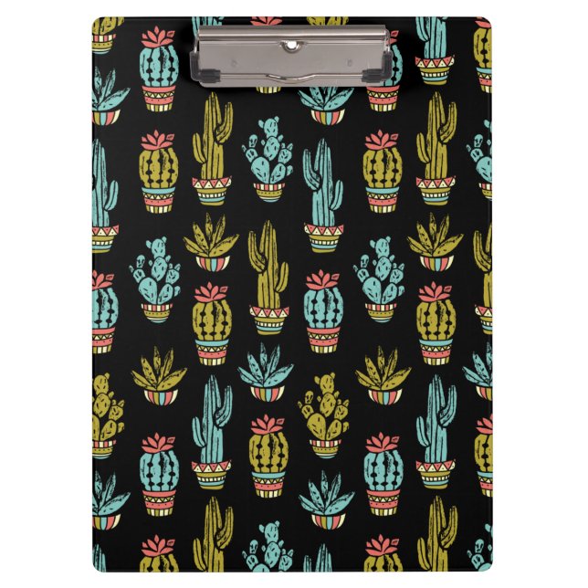 Porte-bloc Motif grunge foncé de cactus (Devant)