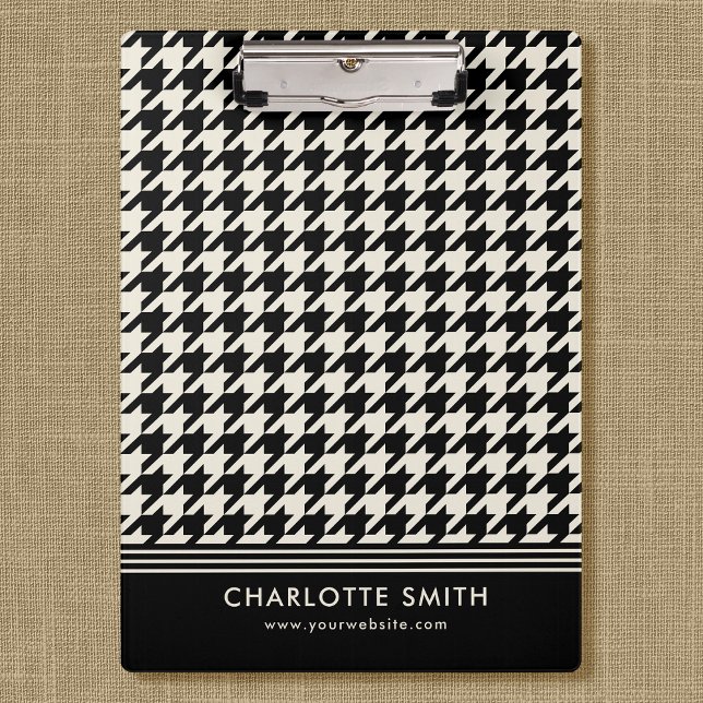Porte-bloc Motif Houndstooth professionnel noir blanc cassé (Créateur téléchargé)