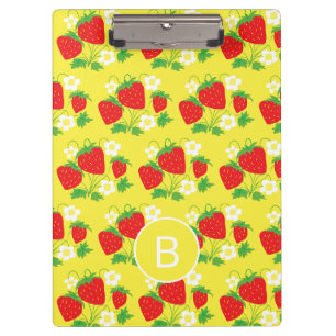 Porte-bloc Motif jaune de fraise et de fleur Monogrammé