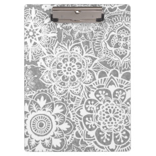 Porte-bloc Motif Mandala gris doux