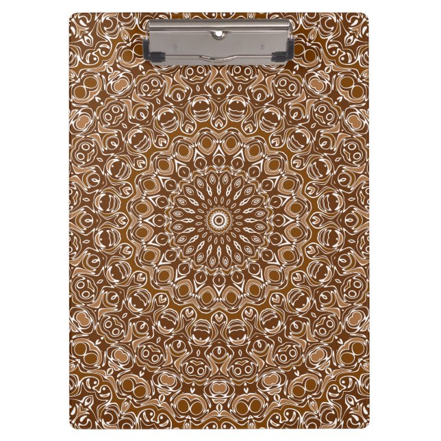 Porte-bloc Motif Mandala Marron Chocolat et Blanc (Devant)