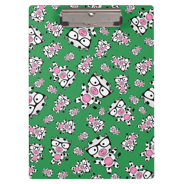 Porte-bloc Motif nerd vert de vache (Devant)