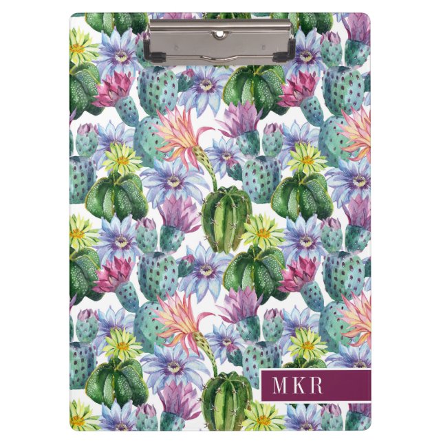 Porte-bloc Motif peint à la main de cactus d'aquarelle (Devant)
