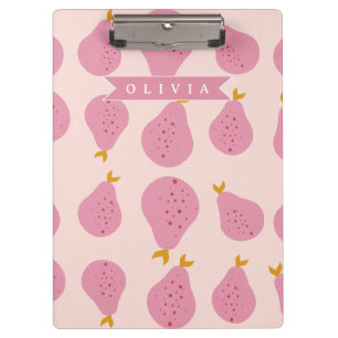 Porte-bloc Motif personnalisé de poire rose, joli fruit fémin