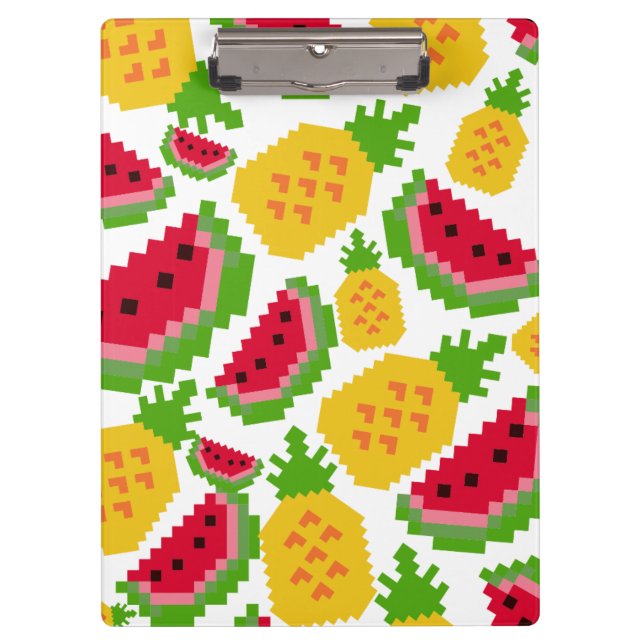 Porte-bloc Motif Pixel de Pastèque Tropicale et Ananas (Devant)